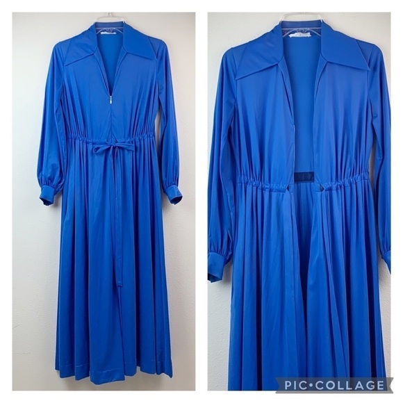 70’s Vanity Fair nylon zip front vintage house coat dress hostess gown EUC - Picture 1 of 12